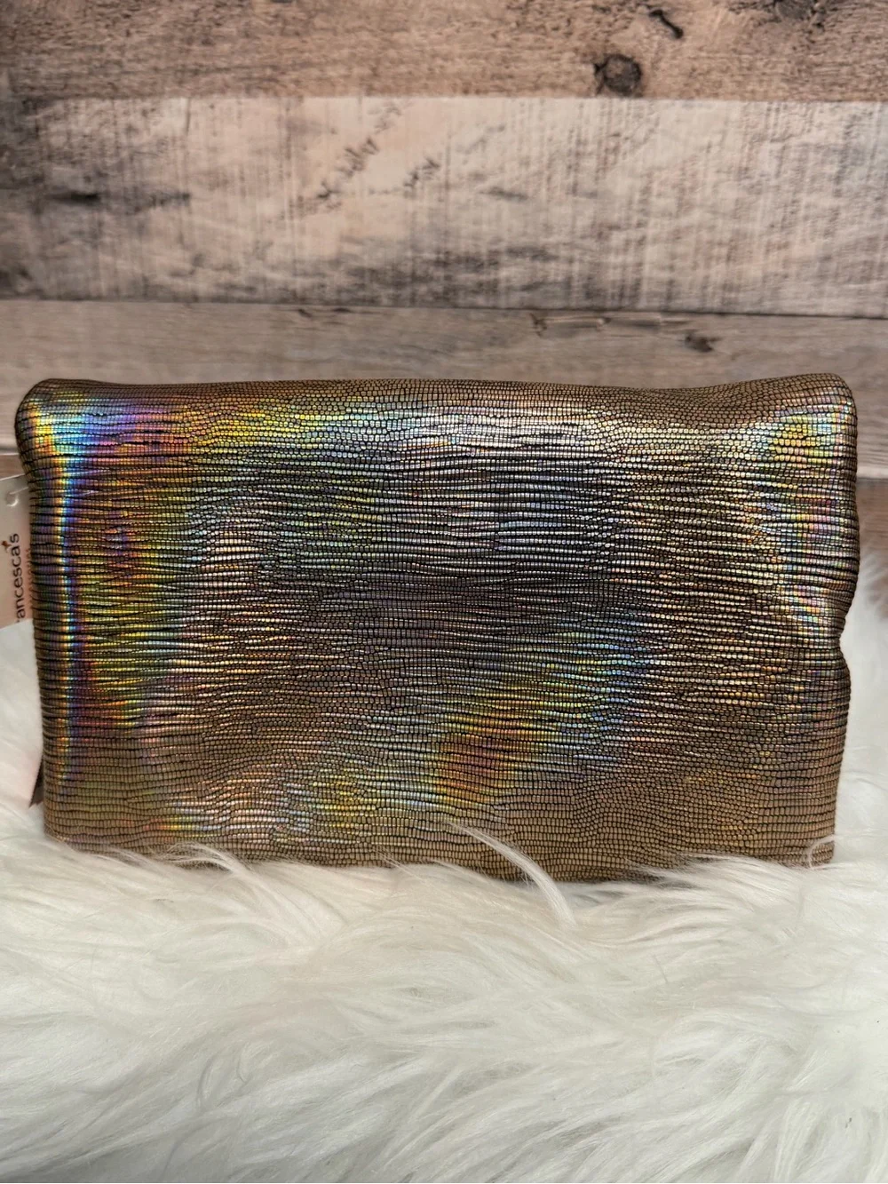 Francesca’s Iridescent Holographic Clutch Bag N/A